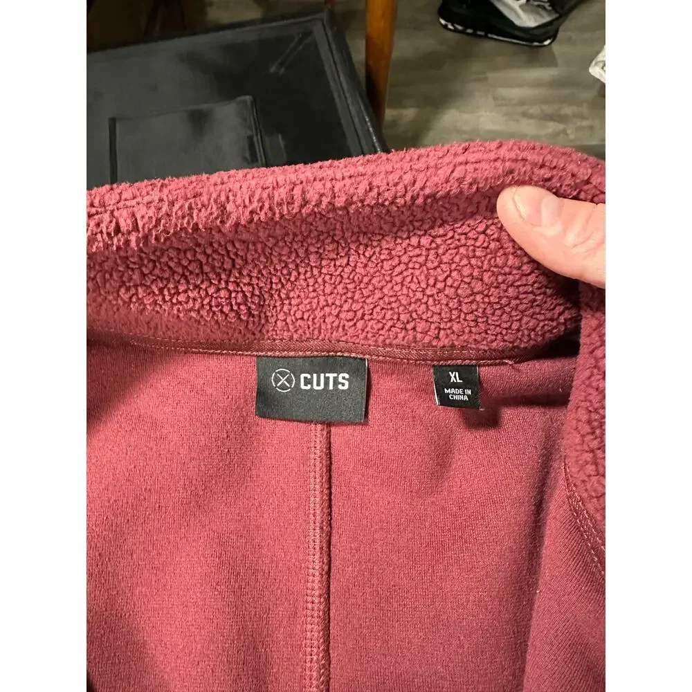 CUTS Clothing High Pile Sherpa Fleece 1/4 Zip Pullover Red Size XL Mens
